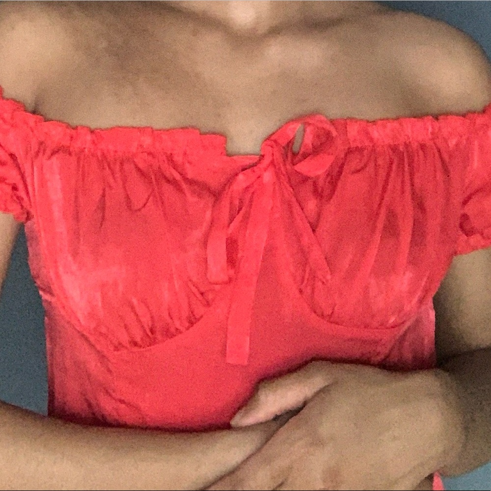 Bright red crop top